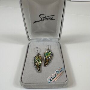 Wild Pearle‎ Abalone Shell Wing Dangle Earrings Iridescent Gift Boxed